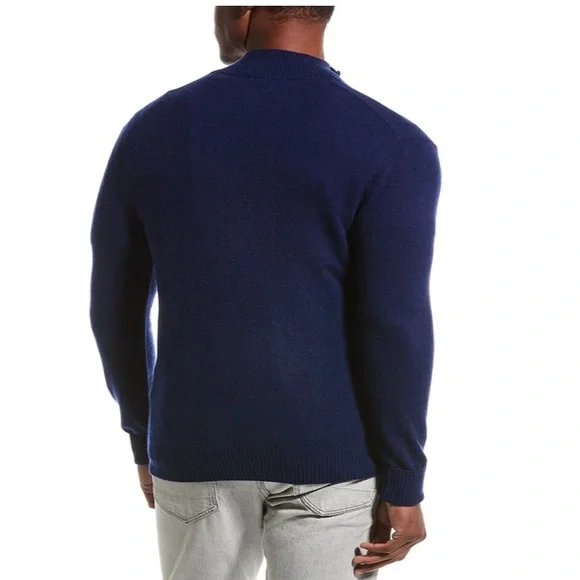 QI navy CASHMERE ZIP PULLOVER